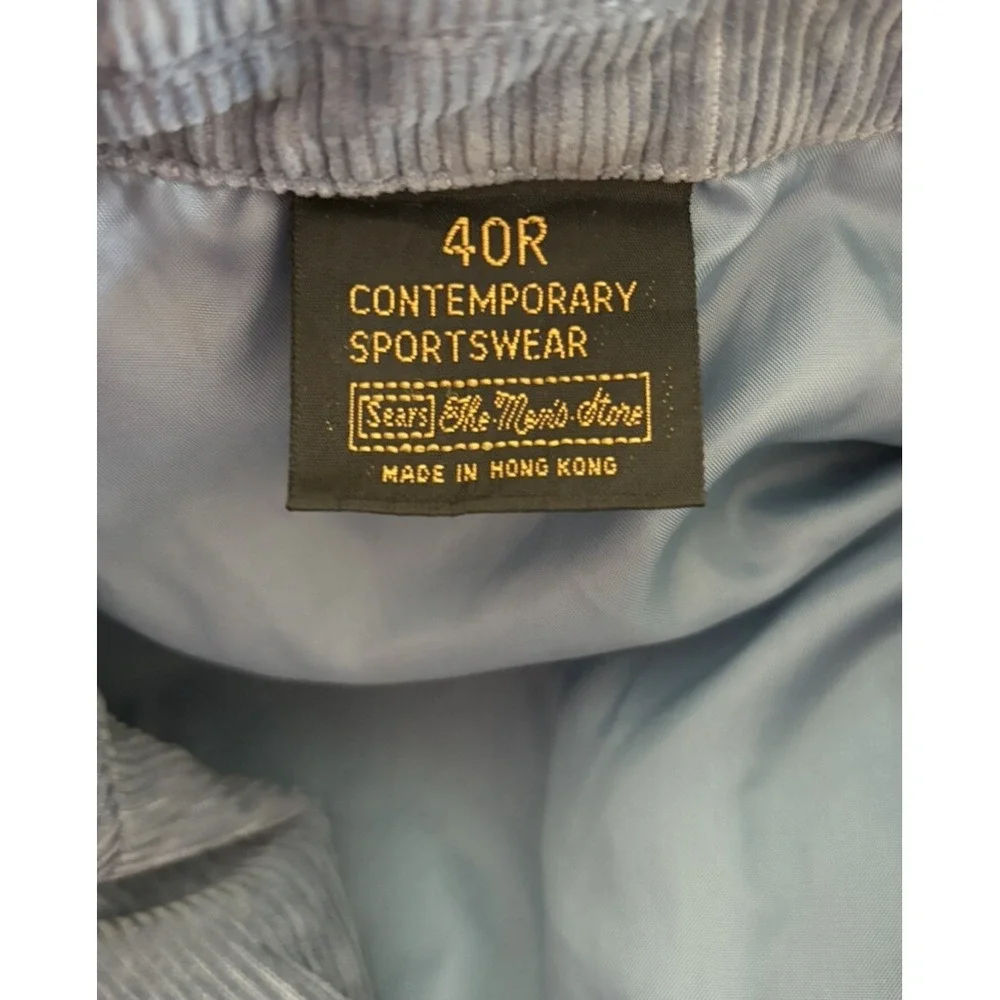 Sears The Mens Store Blazer Mens 40R Blue Corduroy Sport Coat  Vintage Jacket